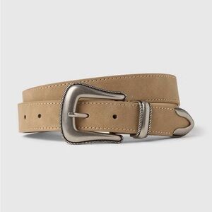 GAP Beige Leather Belt with Silver Buckle Small
